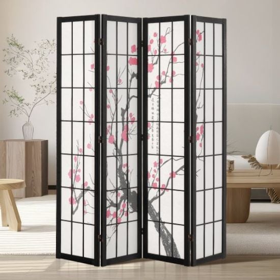 Picture of VEVOR Room Divider, 6 Panel Japanese Room Divider, Wood Folding Privacy Screen Indoor, Japanese Partition Dividers Portable Decoration Screens, for Room Separation Home Office Restaurant & Bedroom