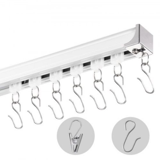 Picture of VEVOR Ceiling Curtain Track Set 5.9 FT/1.8 Meter Room Divider with Hooks White