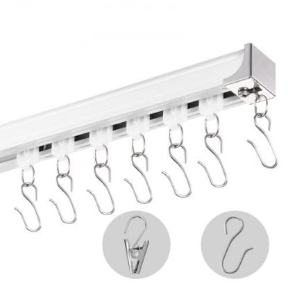 Picture of VEVOR Ceiling Curtain Track Set 11.8 FT/3.6 Meter Room Divider with Hooks White