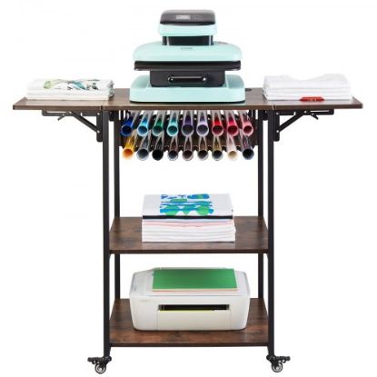 Picture of VEVOR Heat Press Table 3Tier Movable Heat Press Stand Foldable with Wheels White