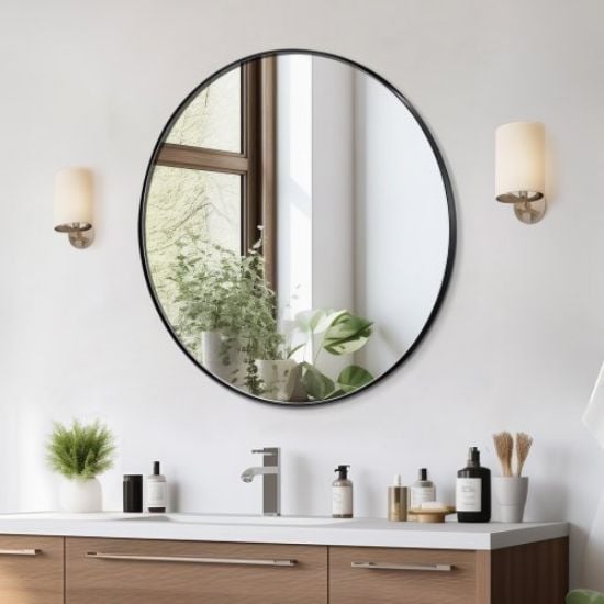 Picture of Round Wall Mounted Mirror 30 in Mirror with Aluminium Alloy Frame