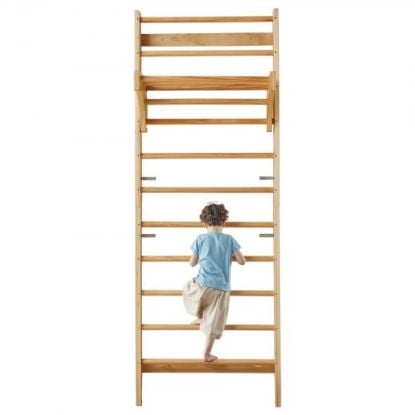 Picture of Swedish Ladder Wall Gym 8 in 1 Wooden Indoor Playground Climbing Toys