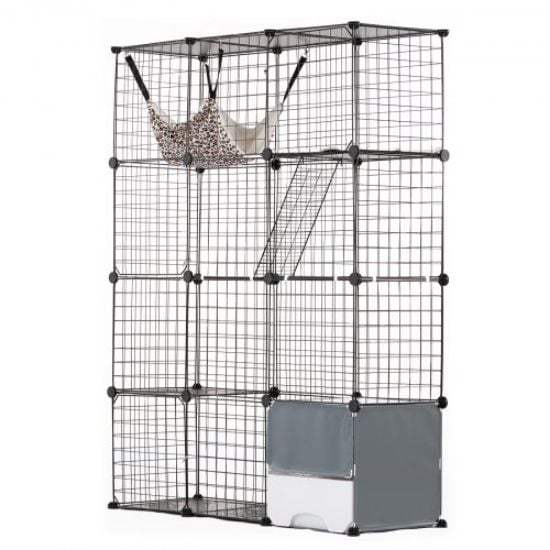 Picture of Large 4-tier Cat Cage 41 x 14 x 55" Metal Wire Cat Enclosure with Hammock