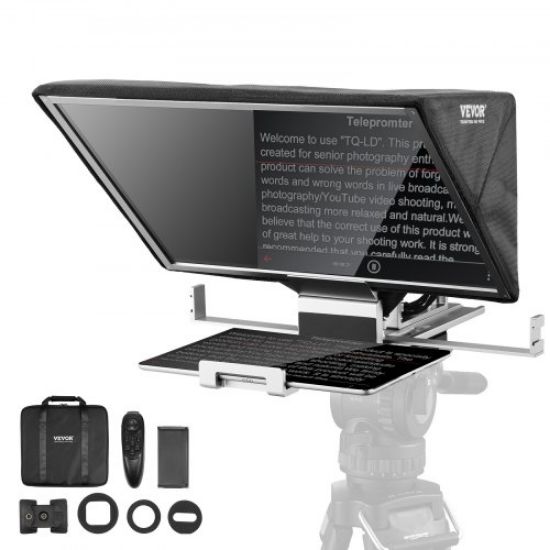 Picture of 13'' Floor Type Teleprompter Remote for Webcam Smartphone Live Streaming