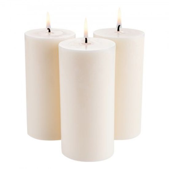 Picture of VEVOR 3 Pack Unscented Pillar Candles 65 Hours Long Burning Christmas White