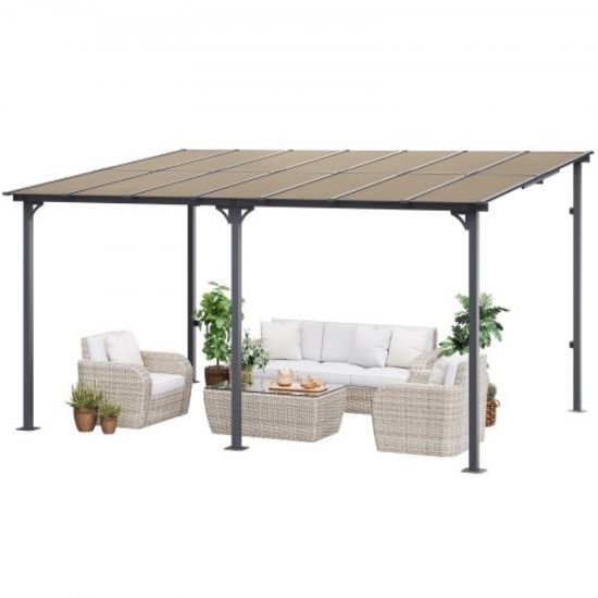 Picture of VEVOR 10' x 10' Lean to Gazebo for Patio Hard Top Outdoor Pergola Medal Frame