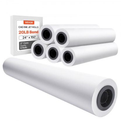 Picture of Wide Format Paper Plotter Paper 2 Rolls 24 in x 500 ft CAD Bond Rolls