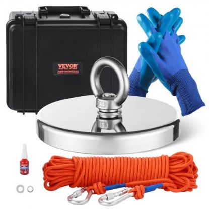 Picture of 1400 LBS Strong Fishing Magnet Kit Double Sided Pull Force and Rope Carabiner