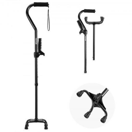 Picture of Walking Cane Folding Walking Stick with 8-Level Height & 4-Pronged Pivoting Base